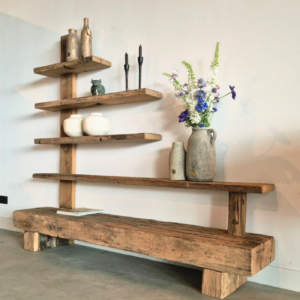 wandmeubel boekenplanken massief